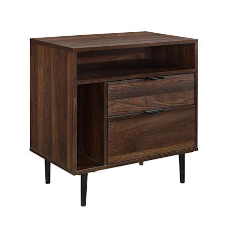 Walker Edison Linwood 25" Wide Modern Storage Side Table Dark Walnut