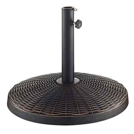 Walker Edison Rattan Design 18" Diameter Polyresin Umbrella Base for Multiple Size Umbrellas Antique Bronze