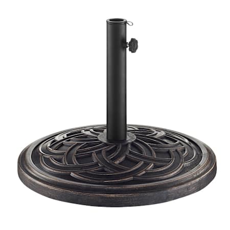 Walker Edison Spiral 18" Diameter Polyresin Umbrella Base for Multiple Size Umbrellas Antique Bronze