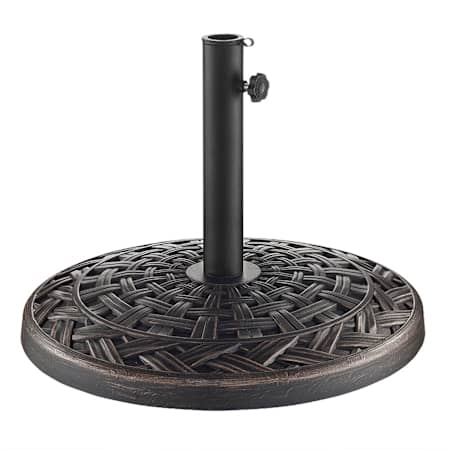 Walker Edison Thatch 18" Diameter Polyresin Umbrella Base for Multiple Size Umbrellas Antique Bronze