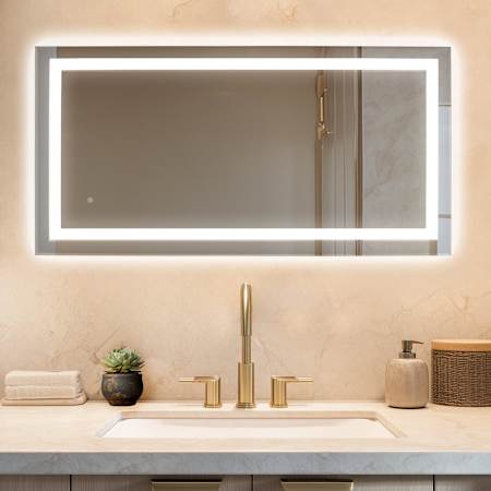 WarmlyYours 48" x 24" Rectangle Audrey LED Backlit Mirror 
 Glass