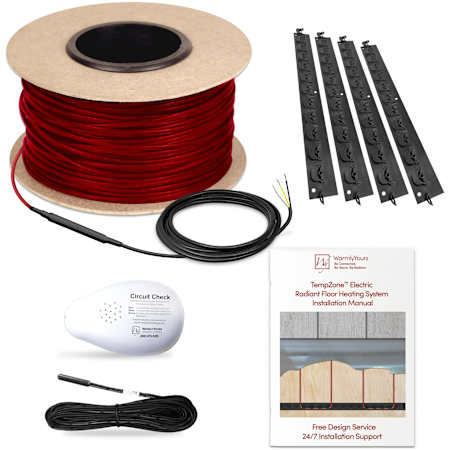 WarmlyYours TempZone 240V Floor Heating Cable Kit with Gripstrips, Floor Sensor, and Circuit Check - Sold by Kit (65 SF/Kit) N/A