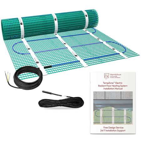 WarmlyYours TempZone 2 ft x 4 ft 120 Volt Radiant Floor Heating Mat for Bathroom and Kitchen (Covers 8 sq. ft.) Green