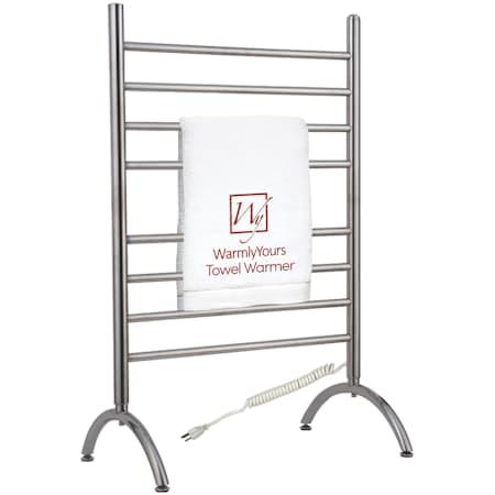 WarmlyYours Barcelona 24" W x 37" H Hardwired Brass Towel Warmer Brushed Stainless Steel