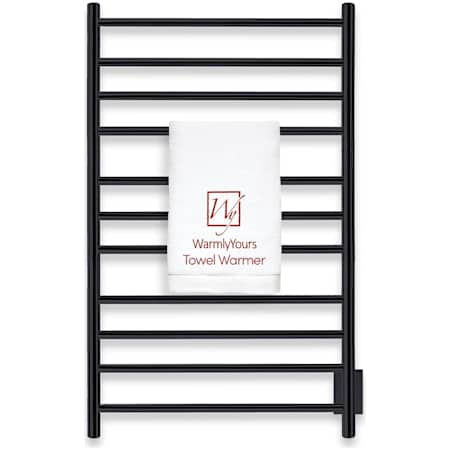 WarmlyYours Malta Hard Wired 42"H x 25" 11 Bar Electric Bathroom Towel and Robe Warmer Black