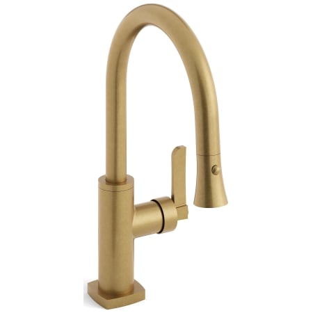 Watermark H-Line 1.75 GPM Single Hole Pull Down Kitchen Faucet with Magnetic Docking Spray Head - Includes Escutcheon Aged Brass (Living)