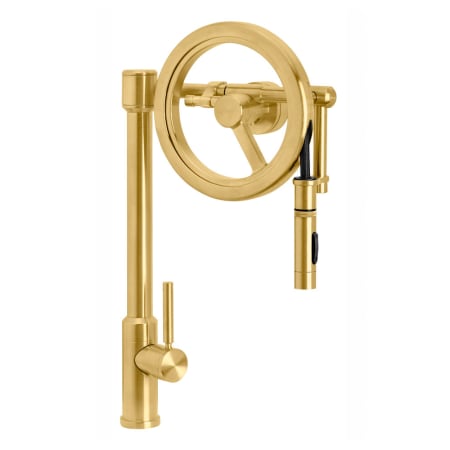 Waterstone Endeavor 1.75 GPM Single Hole Toggle Pull Down Kitchen Faucet with Lever Handle Satin Brass