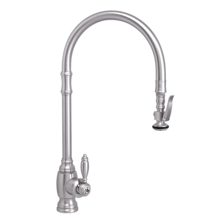 Waterstone Traditional 1.75 GPM Single Hole Extended Reach Pull Down Kitchen Faucet with Lever Handle Satin Chrome