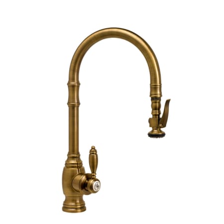 Waterstone Traditional 1.75 GPM Single Hole Pull Down Kitchen Faucet with Lever Handle Antique Brass