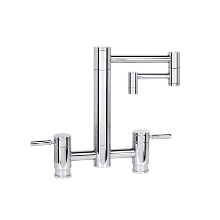 Waterstone Hunley 1.75 GPM Widespread Bridge Kitchen Faucet with Lever Handles - 12" Spout Polished Chrome