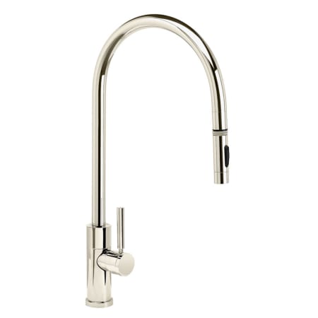 Waterstone Modern PLP 1.75 GPM Single Hole Toggle Extended Reach Pull Down Kitchen Faucet with Lever Handle Polished Nickel