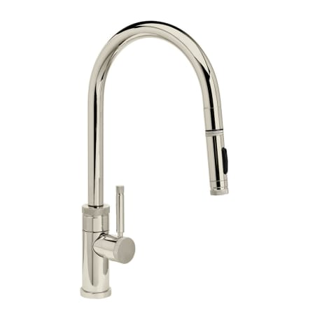 Waterstone Industrial 1.75 GPM Single Hole Toggle Pull Down Kitchen Faucet with Lever Handle and Angled Spout Polished Nickel