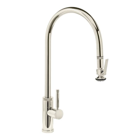 Waterstone Industrial 1.75 GPM Single Hole Extended Reach Pull Down Kitchen Faucet with Lever Handle Polished Nickel