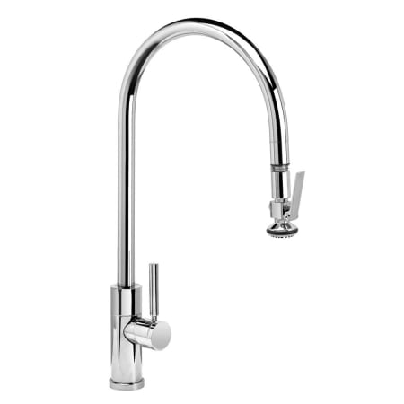 Waterstone Modern PLP 1.75 GPM Single Hole Extended Reach Pull Down Kitchen Faucet with Lever Handle Chrome