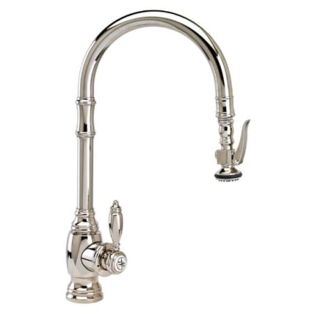 Waterstone Traditional 1.75 GPM Single Hole Pull Down Kitchen Faucet with Lever Handle and Angled Spout Chrome