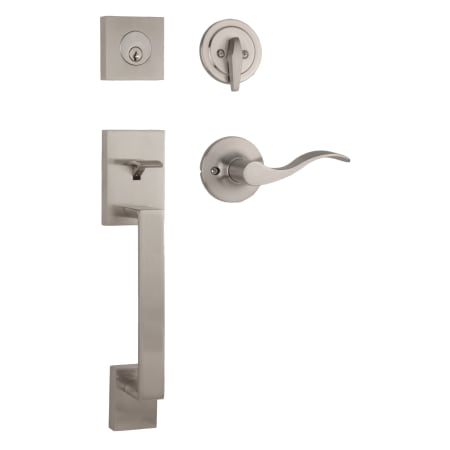 Weslock Bailey Sectional Single Cylinder Keyed Entry Handleset with Interior New Haven Lever Satin Nickel