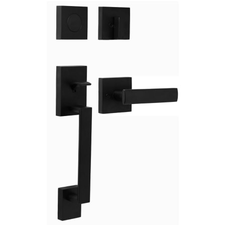 Weslock Brookside Sectional Dummy Handleset with Utica Interior Lever from the Transitional Collection Matte Black