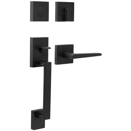 Weslock Brookside Sectional Dummy Handleset with Philtower Interior Lever from the Transitional Collection Matte Black