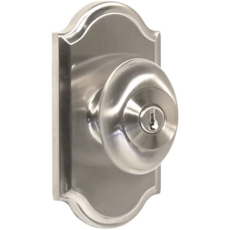 Weslock Julienne Keyed Entry Door Knob with Premiere Rose from the Elegance Collection Satin Nickel