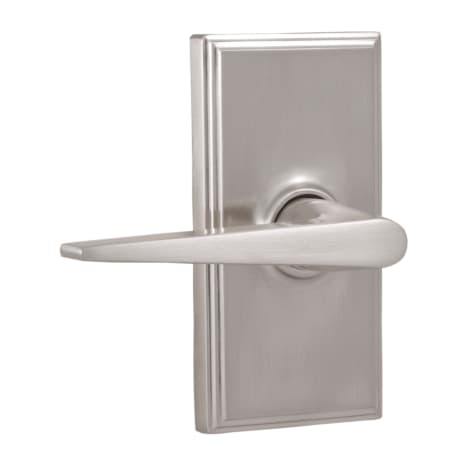 Weslock Urbana Passage Door Lever Set with Woodward Rose from the Elegance Collection Satin Nickel