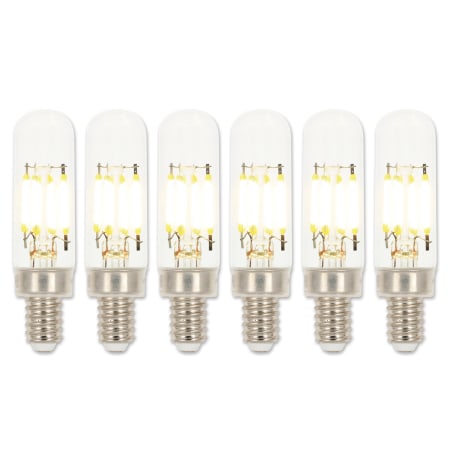 Westinghouse Pack of (6) 2.5 Watt Dimmable T6 Candelabra (E12) LED Bulbs- 250 Lumens, 2700K, and 80CRI Clear