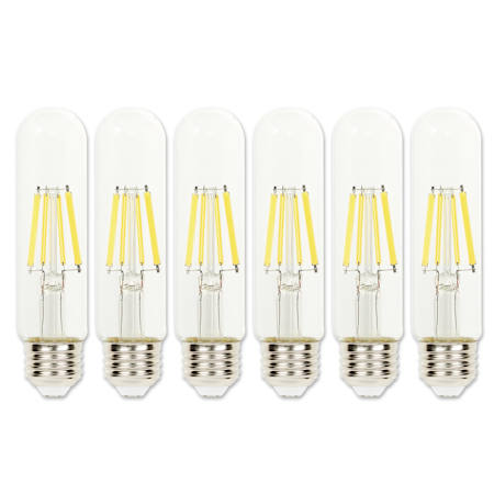 Westinghouse Pack of (6) 8 Watt Dimmable T10 Medium (E26) LED Bulbs- 1000 Lumens, 2700K, and 80CRI Clear