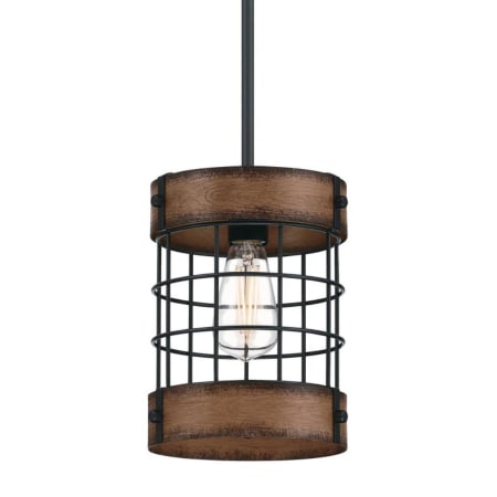 Westinghouse Langston 8" Wide Mini Pendant Matte Black / Barnwood Accents