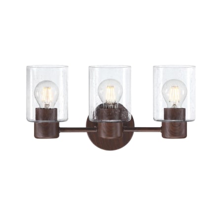 Westinghouse Sylvestre 3 Light 16" Wide Vanity Light with Seedy Glass Shades - Walnut Walnut