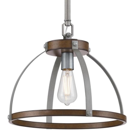 Westinghouse Oak Lane 16" Wide Wood Pendant Barnwood / Galvanized Steel