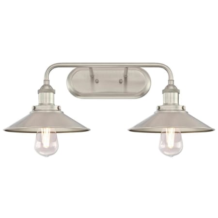Westinghouse MAGGIE 2 Light 22" Wide Wall Sconce with Brushed Nickel Metal Shade Brushed Nickel