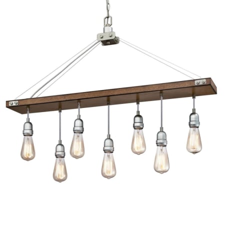 Westinghouse Elway 7 Light 36" Wide Linear Chandelier Barnwood / Galvanized Steel Accents