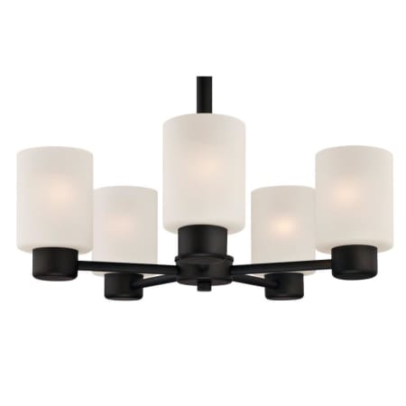 Westinghouse Sylvestre 5 Light 21" Wide Pillar Candle Chandelier with Frosted Glass Shades Oil Rubbed Bronze