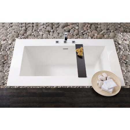 WETSTYLE Cube 72" x 40" x 24" Drop In Tub with Drain and Overflow White Matte / Satin Brass