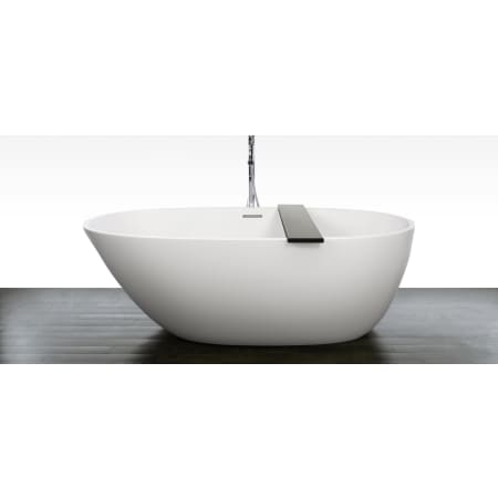 WETSTYLE Be Collection 66" Free Standing WETMAR BiO Composite Soaking Tub with Left Orientation, Center Drain Assembly, and Overflow Less Trim Apollo White Dual / Brushed Nickel Trim
