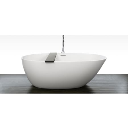 WETSTYLE Be Collection 66" Free Standing WETMAR BiO Composite Soaking Tub with Right Orientation, Center Drain Assembly, and Overflow Apollo White Dual / Brushed Nickel Trim