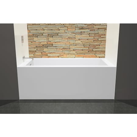 WETSTYLE CUBE 60" Three Wall Alcove WETMAR BiO Composite Soaking Tub with Left Drain Assembly with Copper Fittings and Overflow Apollo White Matte / Brushed Nickel Trim