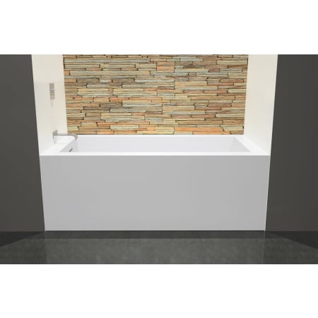 WETSTYLE CUBE 60" Three Wall Alcove WETMAR BiO Composite Soaking Tub with Left Drain Assembly and Overflow Less Trim Apollo White Matte / Brushed Nickel Trim