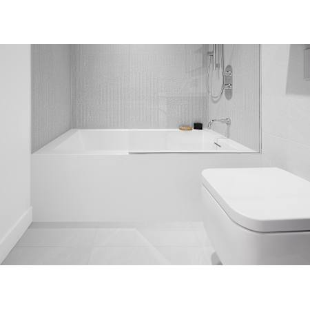WETSTYLE CUBE 60" Three Wall Alcove WETMAR BiO Composite Soaking Tub with Right Drain Assembly with Copper Fittings and Overflow Less Trim Apollo White Matte / Brushed Nickel Trim
