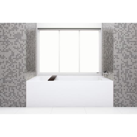 WETSTYLE CUBE 66" Three Wall Alcove WETMAR BiO Composite Soaking Tub with Right Drain Assembly with Copper Plumbing Fittings and Overflow Less Trim Apollo White Matte / Brushed Nickel Trim