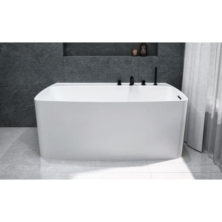 WETSTYLE Lab 60" Free Standing WETMAR BiO Composite Soaking Tub with Reversible Drain and Overflow Apollo White Matte / Brushed Nickel Trim