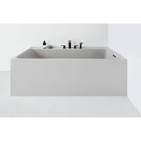 WETSTYLE Lab 60" Two Wall (Back and Right) WETMAR BiO Composite Soaking Tub with Right Drain Assembly with Copper Fittings and Overflow Less Trim Apollo White Matte / Brushed Nickel Trim
