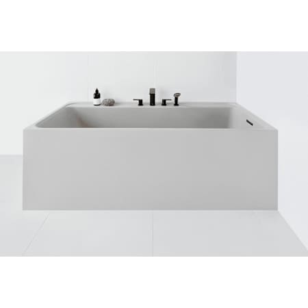 WETSTYLE Lab 60" Two Wall (Back and Right) WETMAR BiO Composite Soaking Tub with Right Drain Assembly and Overflow Less Trim Apollo White Matte / Brushed Nickel Trim