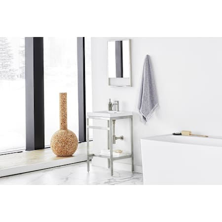 WETSTYLE C Metro 20" Stainless Steel Console Stand – Less Bathroom Sink Brushed Stainless Steel