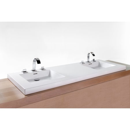WETSTYLE CUBE 60" Rectangular WETMAR BiO Stone Composite Drop In Bathroom Sink with Overflow Apollo White Matte / Overflow Less Trim