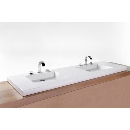 WETSTYLE CUBE 72" Rectangular WETMAR BiO Stone Composite Drop In Bathroom Sink with Overflow Apollo White Matte / Overflow Less Trim