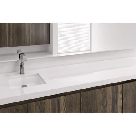 WETSTYLE CUBE 15" Rectangular WETMAR BiO Stone Composite Undermount Bathroom Sink with Overflow Apollo White Matte / Brushed Nickel Trim