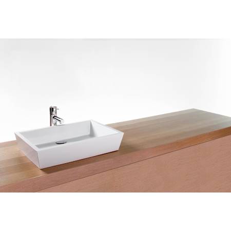 WETSTYLE CUBE 21-3/4" Rectangular WETMAR BiO Stone Composite Vessel Bathroom Sink with Overflow Apollo White Matte / Brushed Nickel Trim