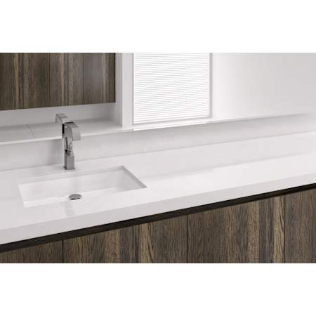WETSTYLE CUBE 21-3/4" Rectangular WETMAR BiO Stone Composite Undermount Bathroom Sink with Overflow Apollo White Matte / Brushed Nickel Trim