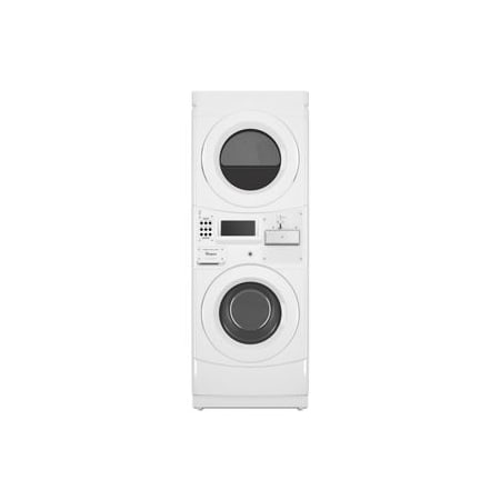 Whirlpool 27 Inch Wide Vended Laundry Center with 3.1 Cu. Ft. Washer and 6.7 Cu. Ft. Gas Dryer - Coin Operation Ready White