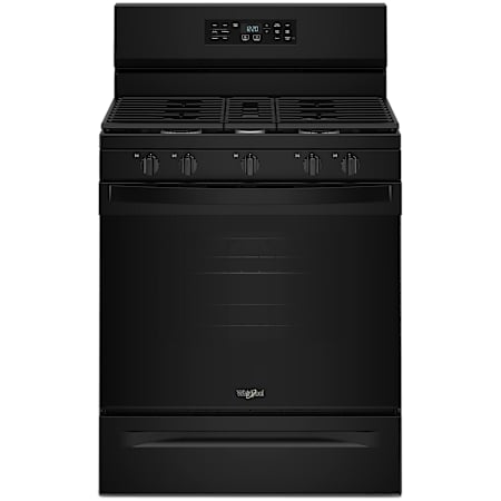 Whirlpool 30 Inch Wide 5 Cu. Ft. Free Standing Gas Range with Air Cooking Technology and Steam Clean Black